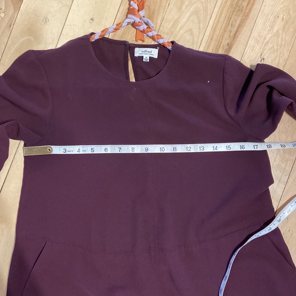 SOLD🍀Aritzia Wilfred Myosotis burgundy A-line mini dress with pockets, size XS - Picture 7 of 11